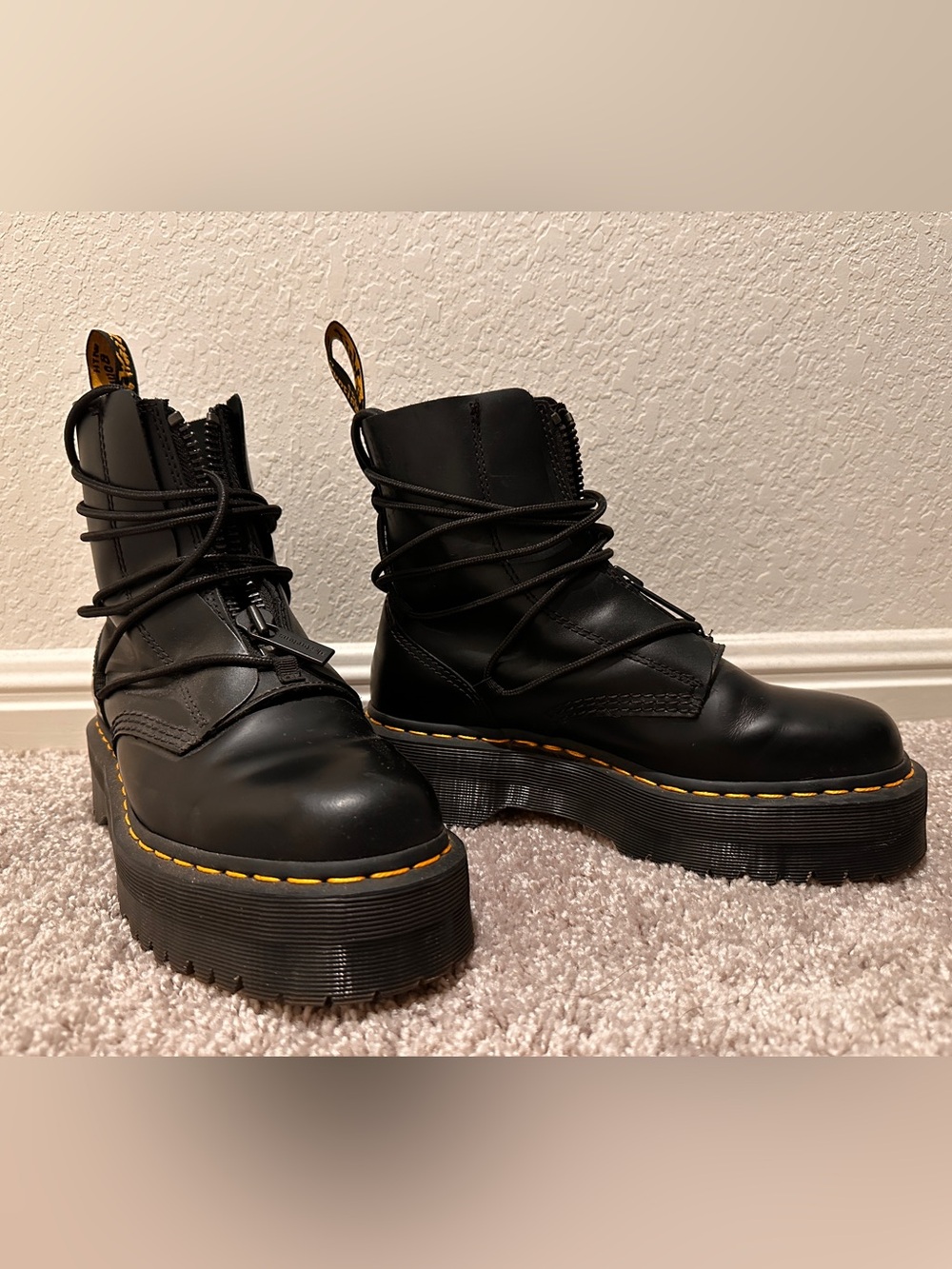 Black Dr. Martens Jerrick II Laced Leather Platform Boots